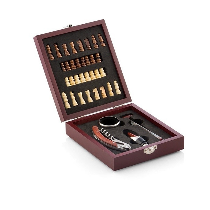Set accesorii pentru vin cu joc de sah Meteoris
