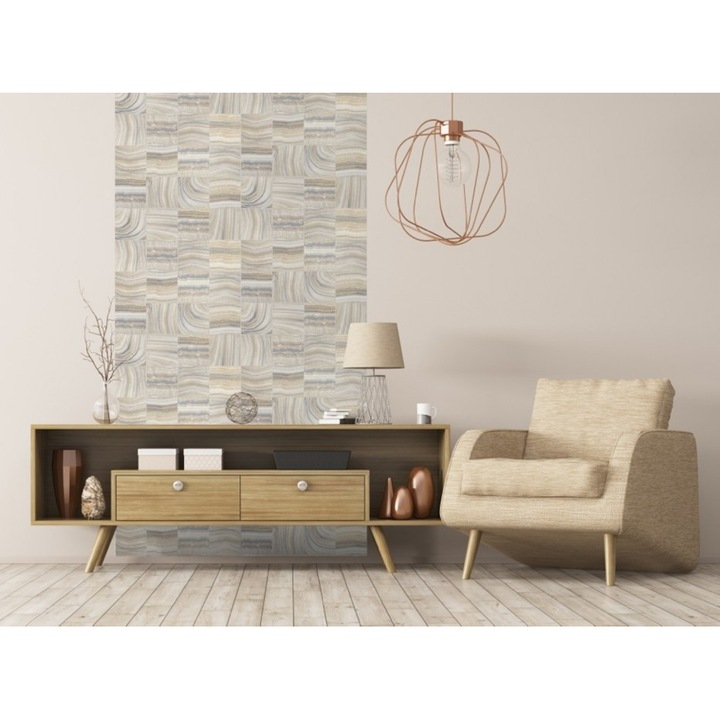 Tapet modern Reflets L32817 Crem/Albastru/Gri 0.53m X 10.05m