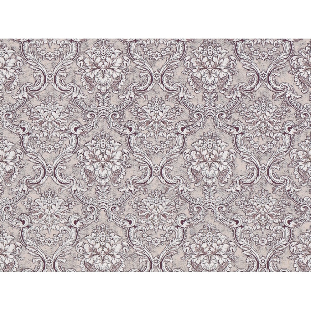 Tapet Slavyanski Oboi, Bizantin 331-06, model clasic cu flori, gri-maro, lavabil, vinil, pentru living sau dormitor