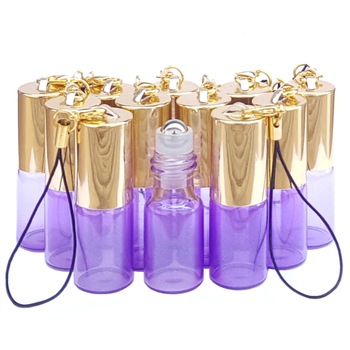 Set Recipient roll-on mov sidefat cu capac auriu, pandantiv, 3 ml, 12 bucati Set Recipient roll-on mov sidefat cu capac auriu, pandantiv, 3 ml, 12 bucati