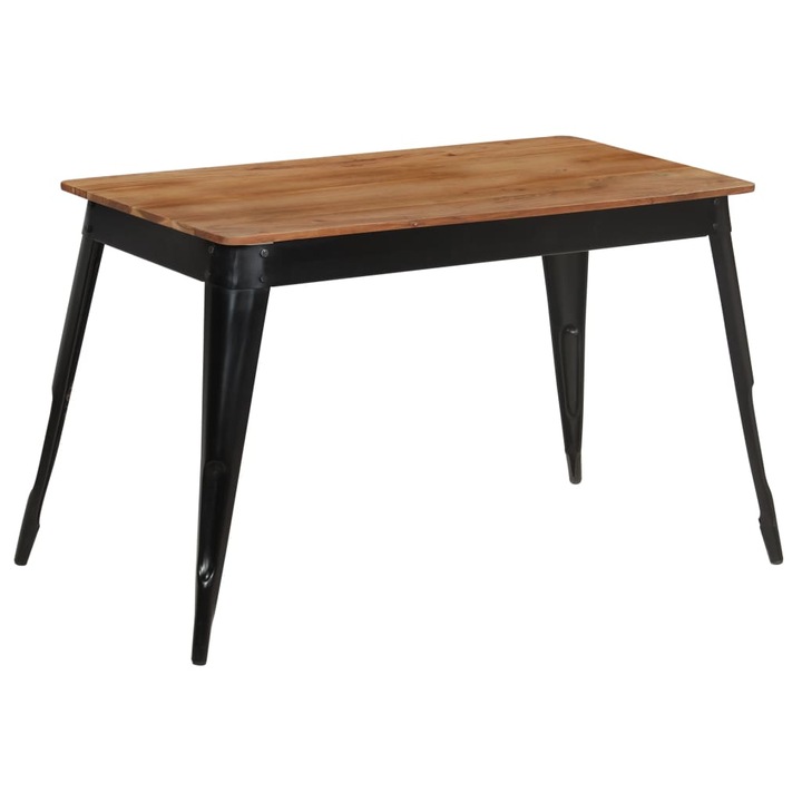 Трапезна маса vidaXL, акациево дърво масив и стомана, 120x60x76 cм, 19.4 Kg