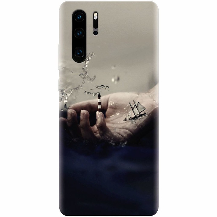 Силиконов кейс съвместим с Huawei P30 Pro, 3D Hand Ocean Render