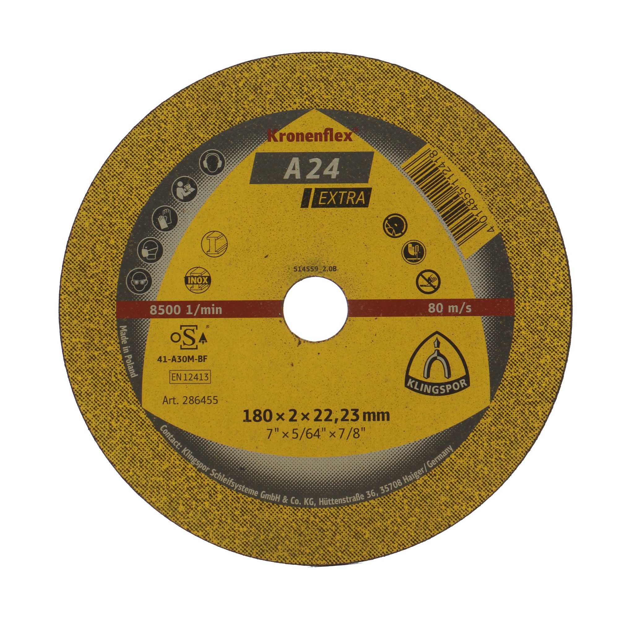 Set 25 discuri taiat metal, Klingspor, A 24 Extra, 180 x 2