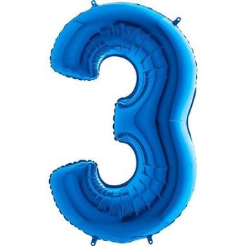 Balon folie aniversare, forma cifra 3, inaltime 1 metru,albastru Balon folie aniversare, forma cifra 3, inaltime 1 metru,albastru