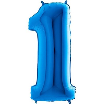 Balon folie aniversare, forma cifra 1, inaltime 1 metru,albastru Balon folie aniversare, forma cifra 1, inaltime 1 metru,albastru