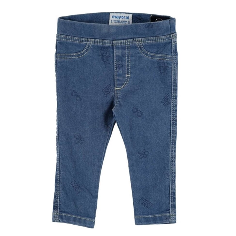 Pantaloni lungi Mayoral cu talie reglabila si imprimeu pentru fetita, Albastru marin