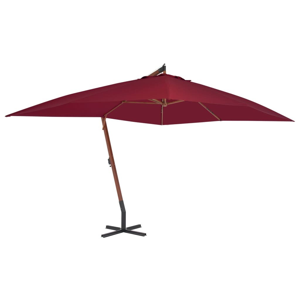 VidaXL Umbrela suspendata cu stalp din lemn, rosu bordo, 400x300 cm