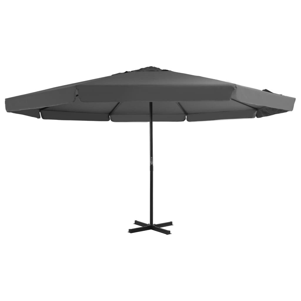 Umbrela de exterior cu stalp de aluminiu, vidaXL, Tesatura, 500 x 385 cm, Gri