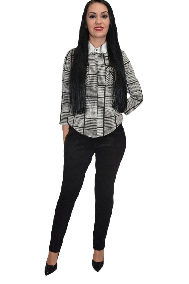 Pantalon modern cu insertii laterale pe picior,D&J Exclusive, Negru