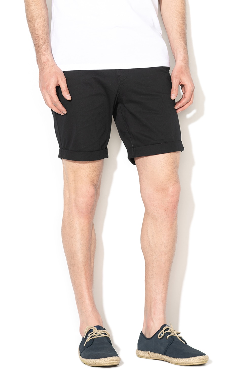 Selected Homme, Pantaloni scurti chino din amestec de bumbac organic, Negru, M