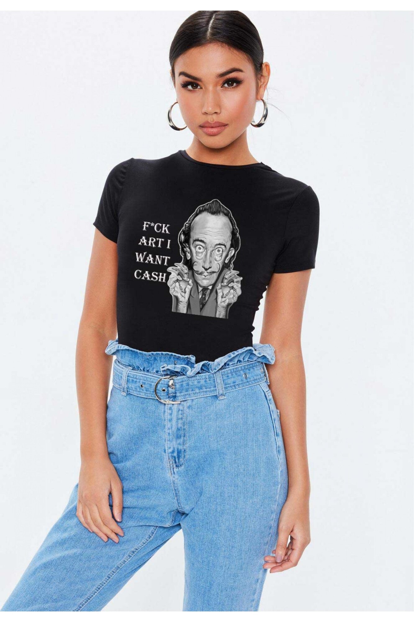 Tricou dama negru - Dali - I want CASH