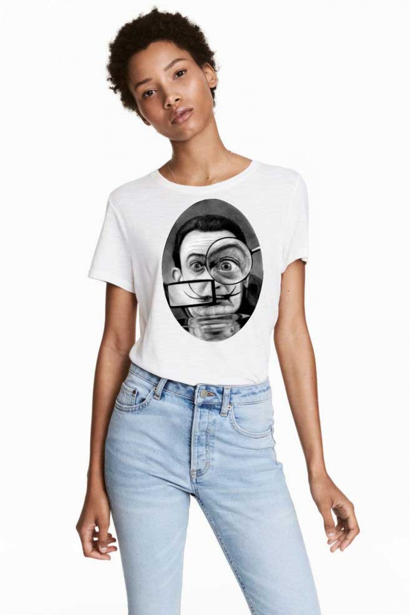 Tricou dama alb - Dali - The Watcher