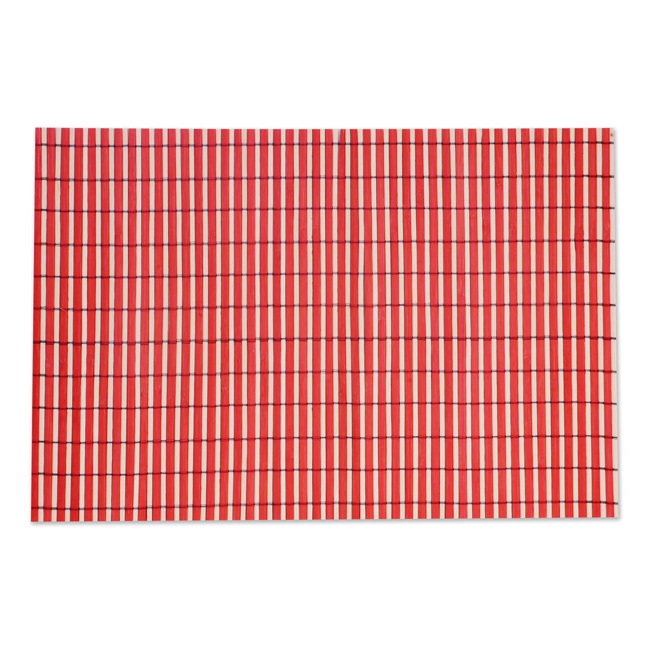 Set suport farfurie, Zola®, 4 bucati, bambus, rosu/bej, 30x45 cm