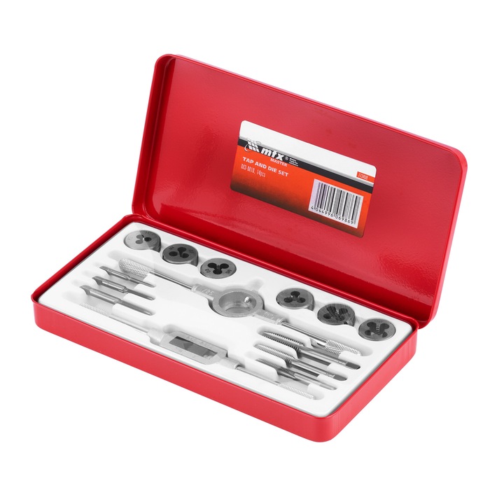 Set filiere si tarozi, M3-M10, 14 piese MTX Profesional