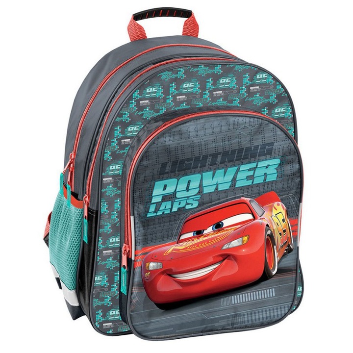 Ученическа раница Paso CARS DCU- 090, Сива/зелено, 38х29х20