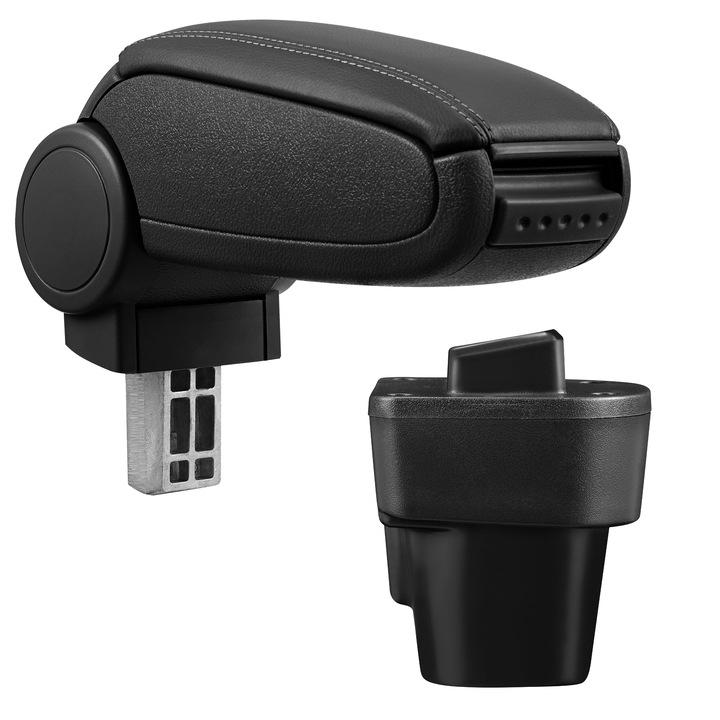 Подлакътник [pro.tec]® Citroën Nemo / Peugeot Bipper / Fiat Fiorino III / Fiat Qubo с контейнер за съхранение, Изкуствена кожа, Черен