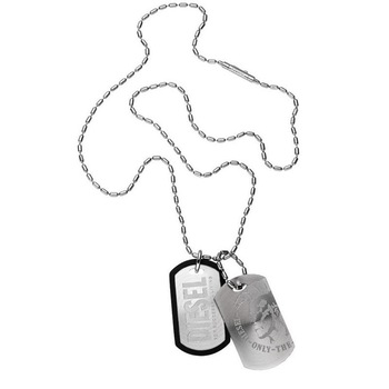 Lant Diesel Double Dog Tag DX0202040, Negru, Argintiu Lant Diesel Double Dog Tag DX0202040, Negru, Argintiu