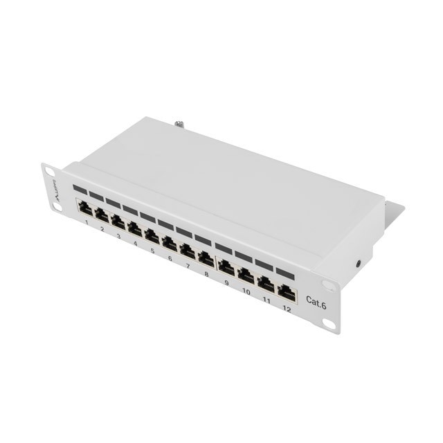 Panou de conexiuni , Lanberg , 12 porturi , 1U , cat 5e , 10 ” , gri
