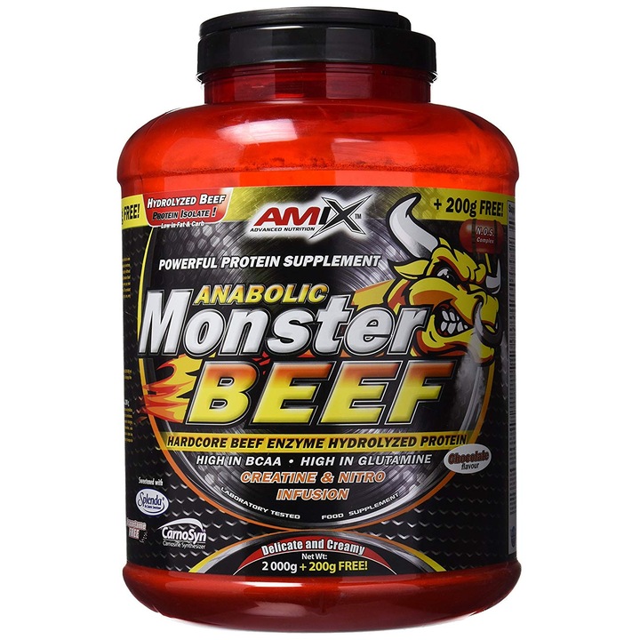Amix Anabolic Monster BEEF 90% Protein - Marhafehérje - eper-banán - 2200g