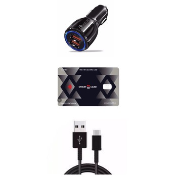 Incarcator Auto FAST CHARGER 9V/2A , 1,2A/3.1A , + USB-Micro USB, samsung s6/s7/note4 +Card protectie contactless RFID, Black,Set 3 buc Incarcator Auto FAST CHARGER 9V/2A , 1,2A/3.1A , + USB-Micro USB, samsung s6/s7/note4 +Card protectie contactless RFID, Black,Set 3 buc