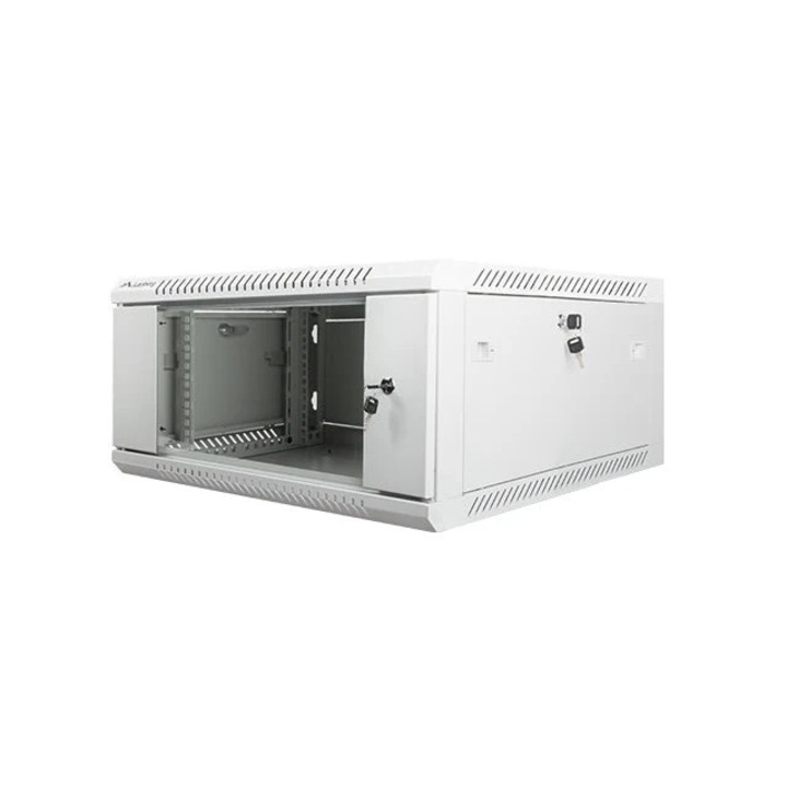Dulap metalic montat pe perete din pachet demontabil, Lanberg, 4U, 600x600mm, 19”, gri