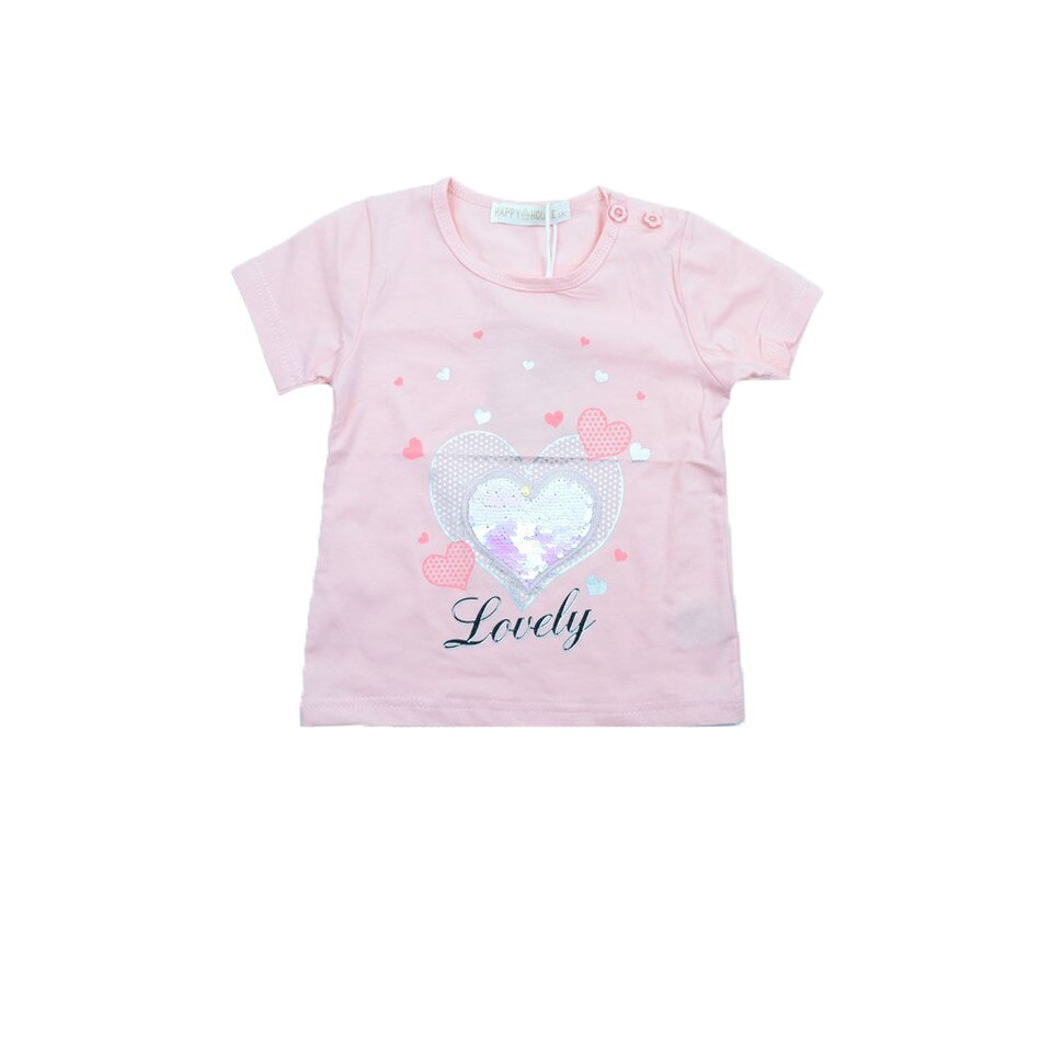 Tricou maneca scurta fetite Happy House WB-2548, Roz