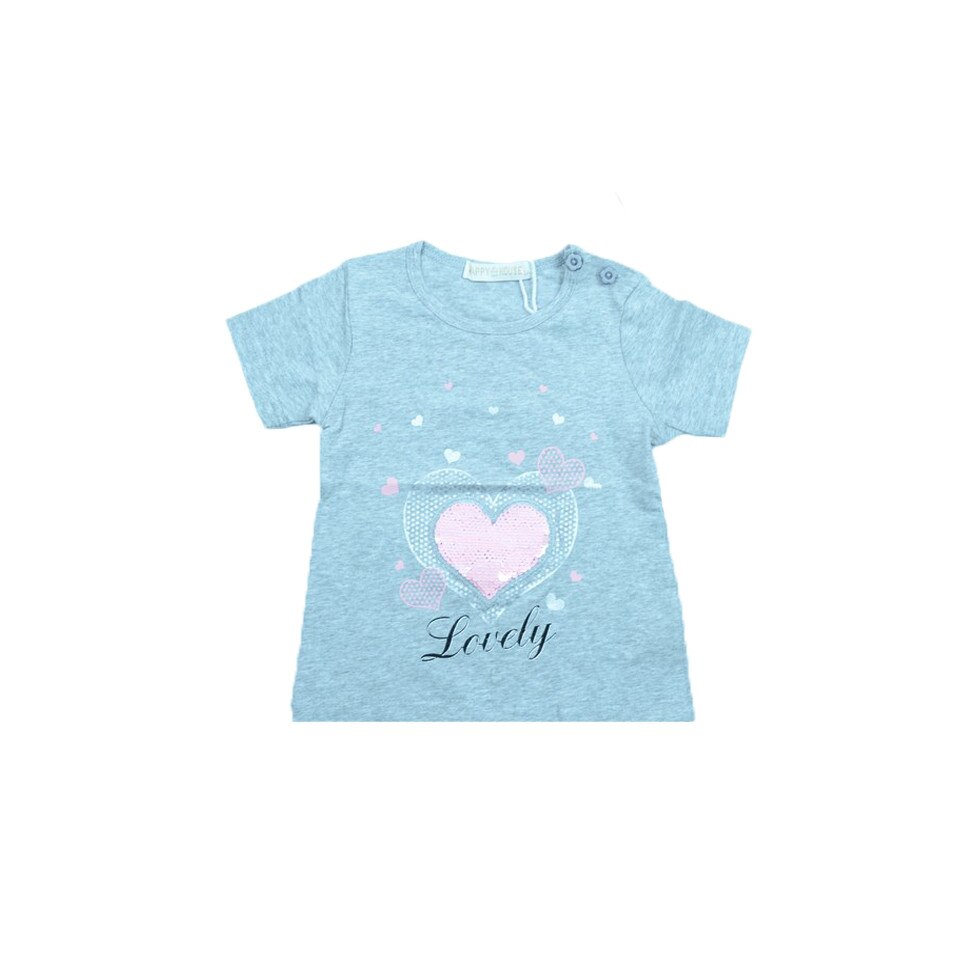 Tricou maneca scurta fetite Happy House WB-2548G, Gri