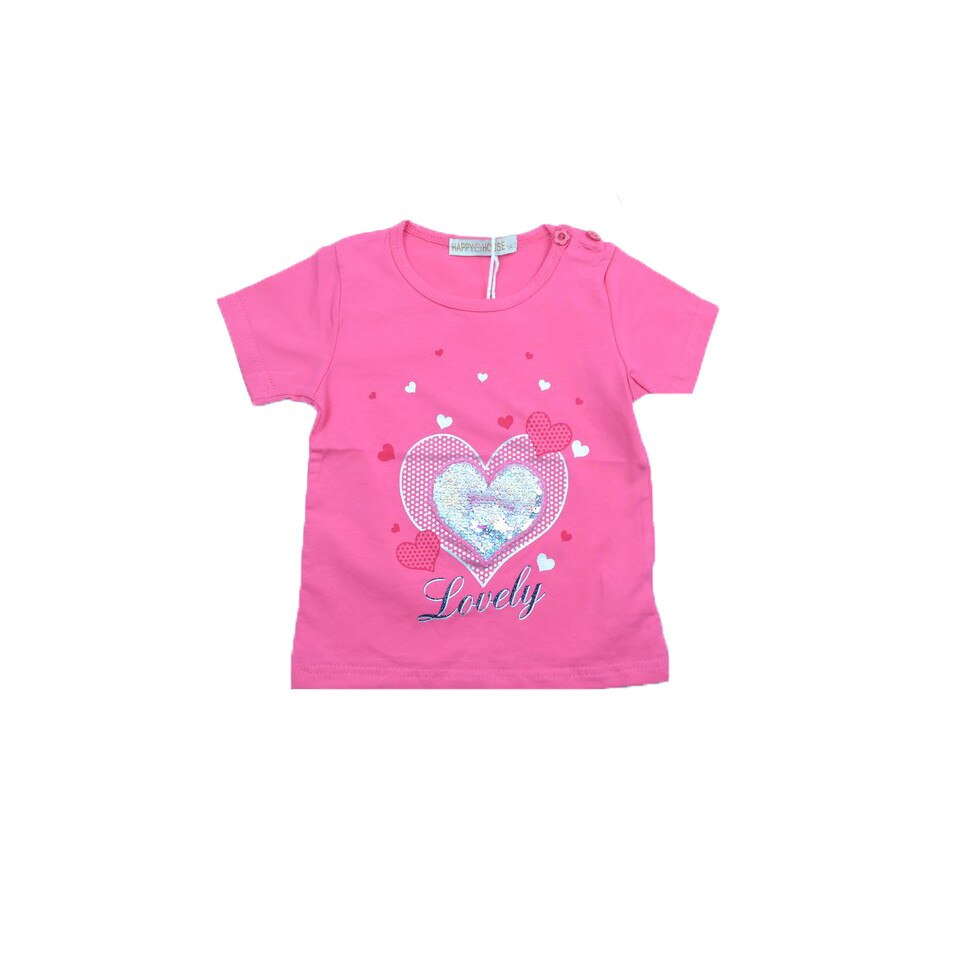 Tricou maneca scurta fetite Happy House WB-2548F, Fucsia