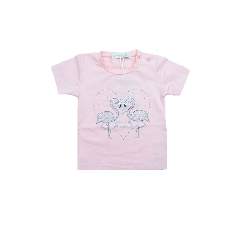 Tricou maneca scurta fetite Happy House WB-2549-R, Roz