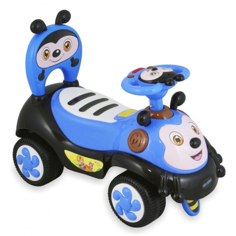 Masinuta Ride-On Car Albinuta Albastra cu Muzica + Set Plastilina Play-Doh 3 Culori Stralucitoare - CADOU