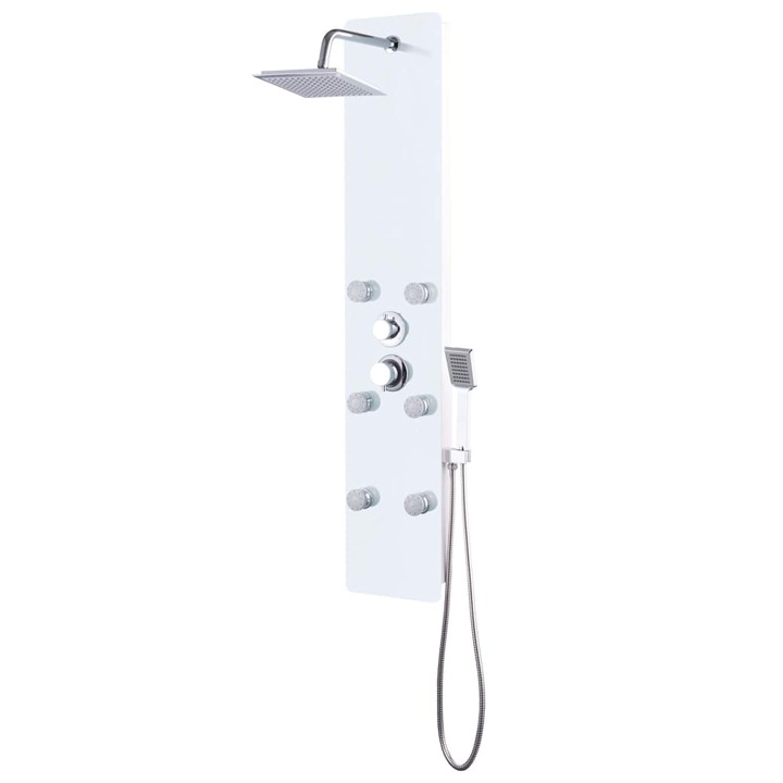 Unitate panou dus, vidaXL, Otel inoxidabil, 25 x 44,6 x 130 cm, Alb