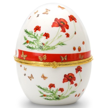 Ou portelan pictat manual cu maci Ou portelan pictat manual cu maci