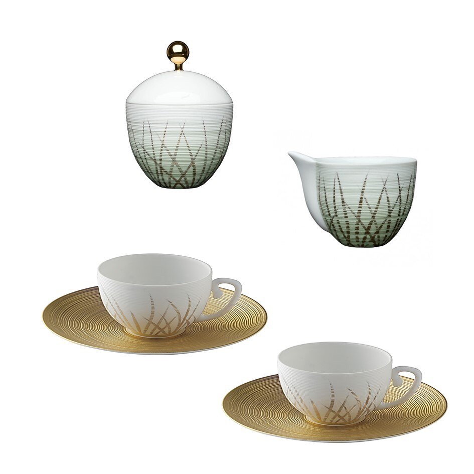 Set 2 cesti cu farfurii ceai + Cremiera cu Zaharnita HEMISPHERE TOUNDRA HIVER - J.L.Coquet