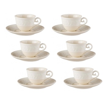 Set 6 cesti cu farfurii cafea GEORGIA IVOIRE - J.L.Coquet Set 6 cesti cu farfurii cafea GEORGIA IVOIRE - J.L.Coquet