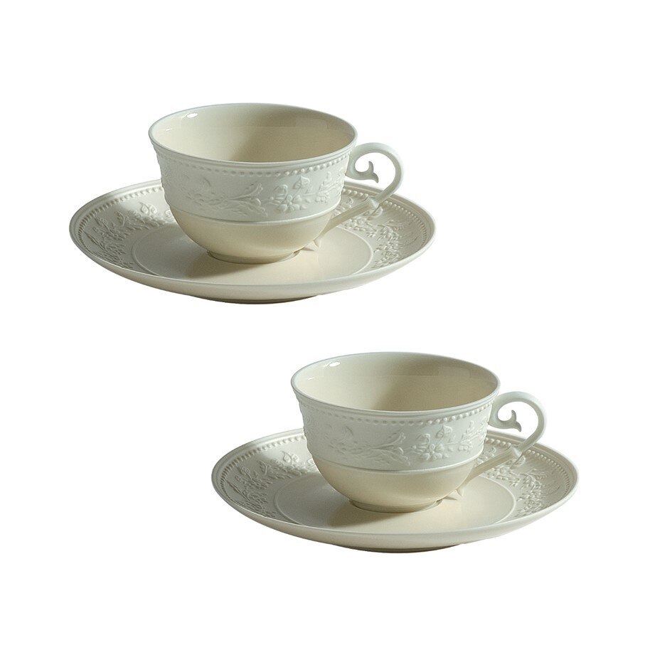 Set 2 cesti cu farfurii ceai GEORGIA IVOIRE - J.L.Coquet