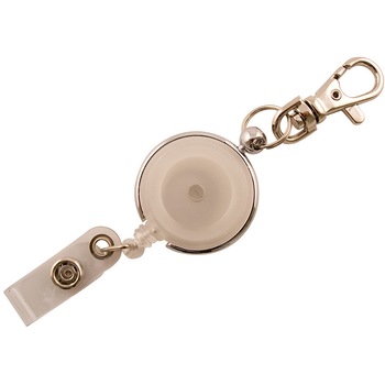 Rola ( snur ) retractabila cu clips pentru legitimatie sau ecuson, CardKeep, model Reko 230, Alb transparent Rola ( snur ) retractabila cu clips pentru legitimatie sau ecuson, CardKeep, model Reko 230, Alb transparent