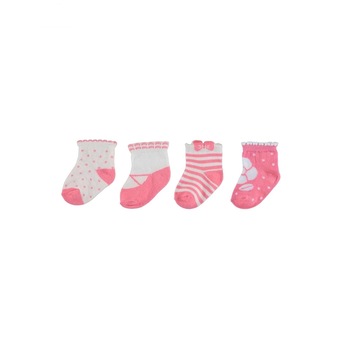 Set sosete Mayoral cu imprimeu pentru bebe nou-nascut, Alb/Roz, 70 cm Set sosete Mayoral cu imprimeu pentru bebe nou-nascut, Alb/Roz, 70 cm