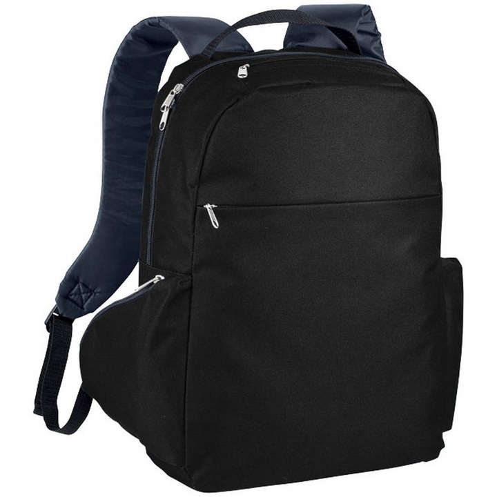 Rucsac Laptop, Everestus, SM, 15.6 inch, 600D poliester, negru, saculet de calatorie si eticheta bagaj incluse