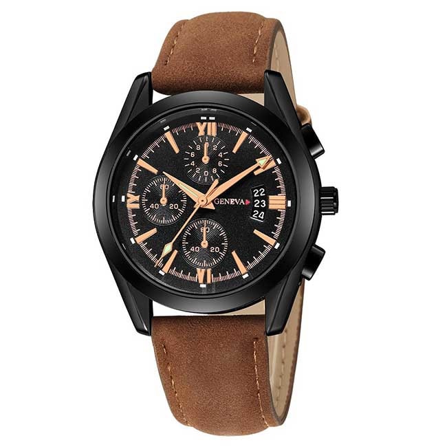 Ceas Unisex Quartz Geneva Casual Elegant Maro, CP9504MO, curea din piele, afisaj analog
