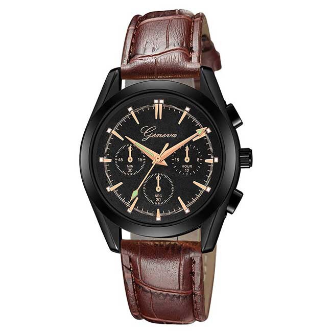 Ceas Unisex Quartz Geneva Casual Elegant Maro, CP9506MO, curea din piele, afisaj analog