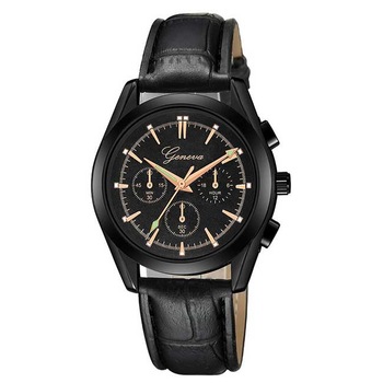 Ceas Unisex Quartz Geneva Casual Elegant Negru, CP9506NU, curea din piele, afisaj analog Ceas Unisex Quartz Geneva Casual Elegant Negru, CP9506NU, curea din piele, afisaj analog