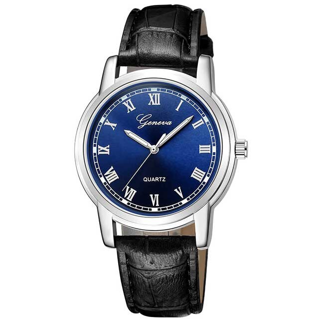 Ceas Unisex Quartz Geneva Casual Elegant Albastru, CP9508AU, curea din piele, afisaj analog