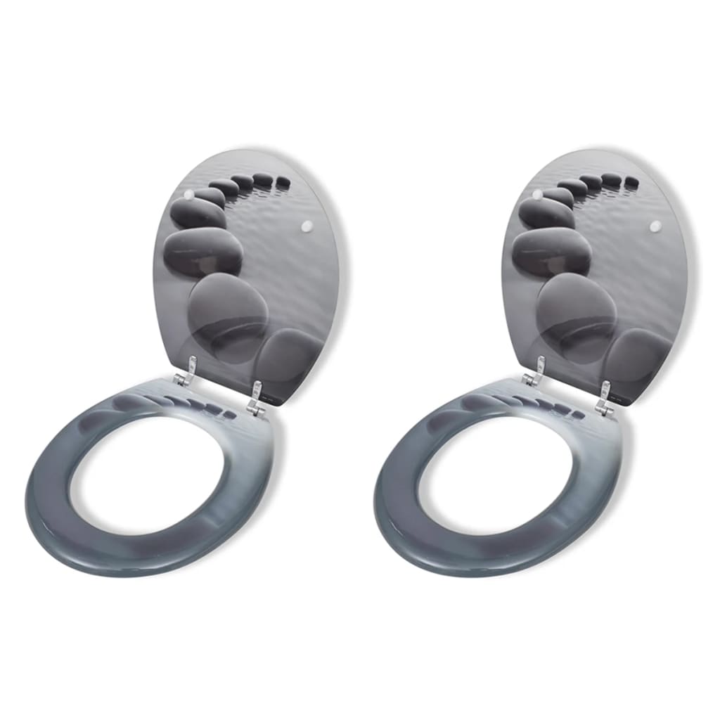 Set 2 capace de WC, vidaXL, model pietre, MDF, Gri