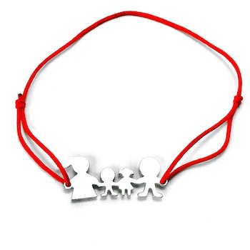 Bratara cu familie din argint rodinat,snur rosu,ARTOR,BS 34 Bratara cu familie din argint rodinat,snur rosu,ARTOR,BS 34