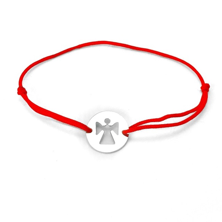 Bratara cu banut din argint rodinat,snur rosu,ARTOR,BS 53