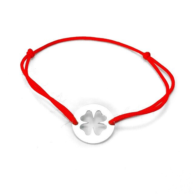 Bratara cu banut din argint rodinat, snur rosu, ARTOR, BS 76