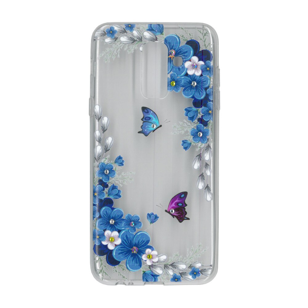 Husa silicon motiv floral si cristal, pentru Samsung Galaxy A6 plus (2018) - Eurocell M1