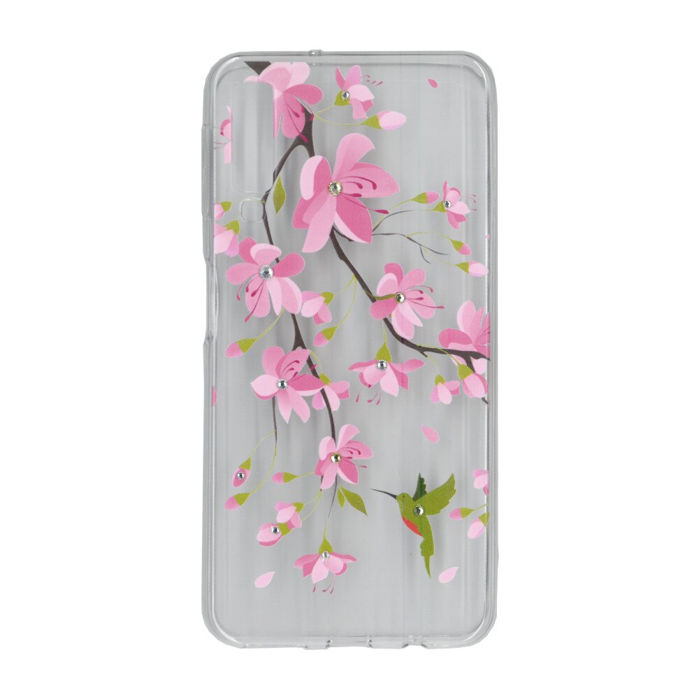 Husa silicon motiv floral si cristal, pentru Samsung Galaxy A7 (2018) - Eurocell M2