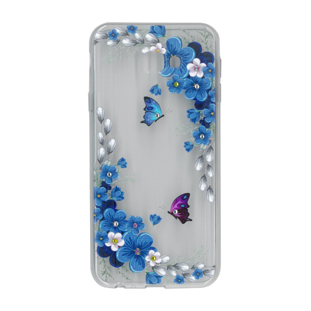 Husa silicon motiv floral si cristal, pentru Samsung Galaxy J4 Plus (2018) - Eurocell M1