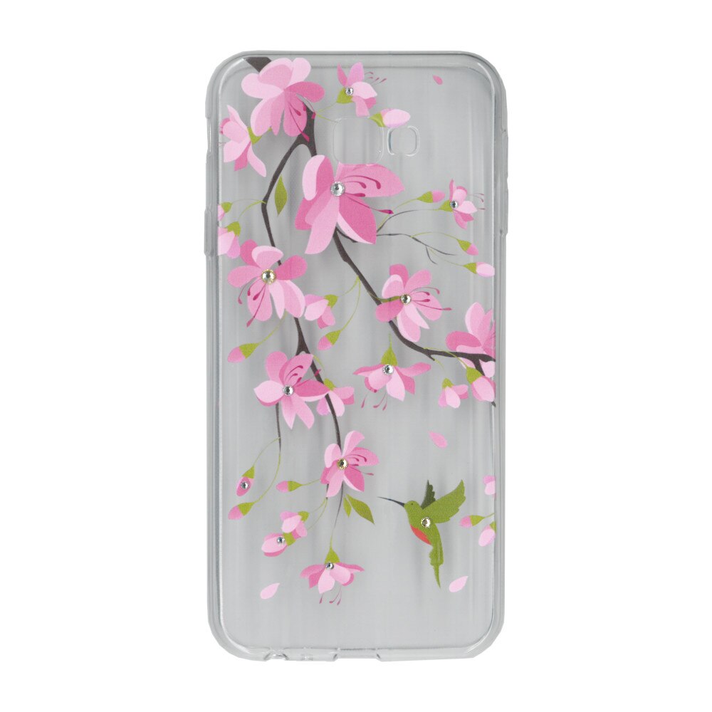 Husa silicon motiv floral si cristal, pentru Samsung Galaxy J4 Plus (2018) - Eurocell M2